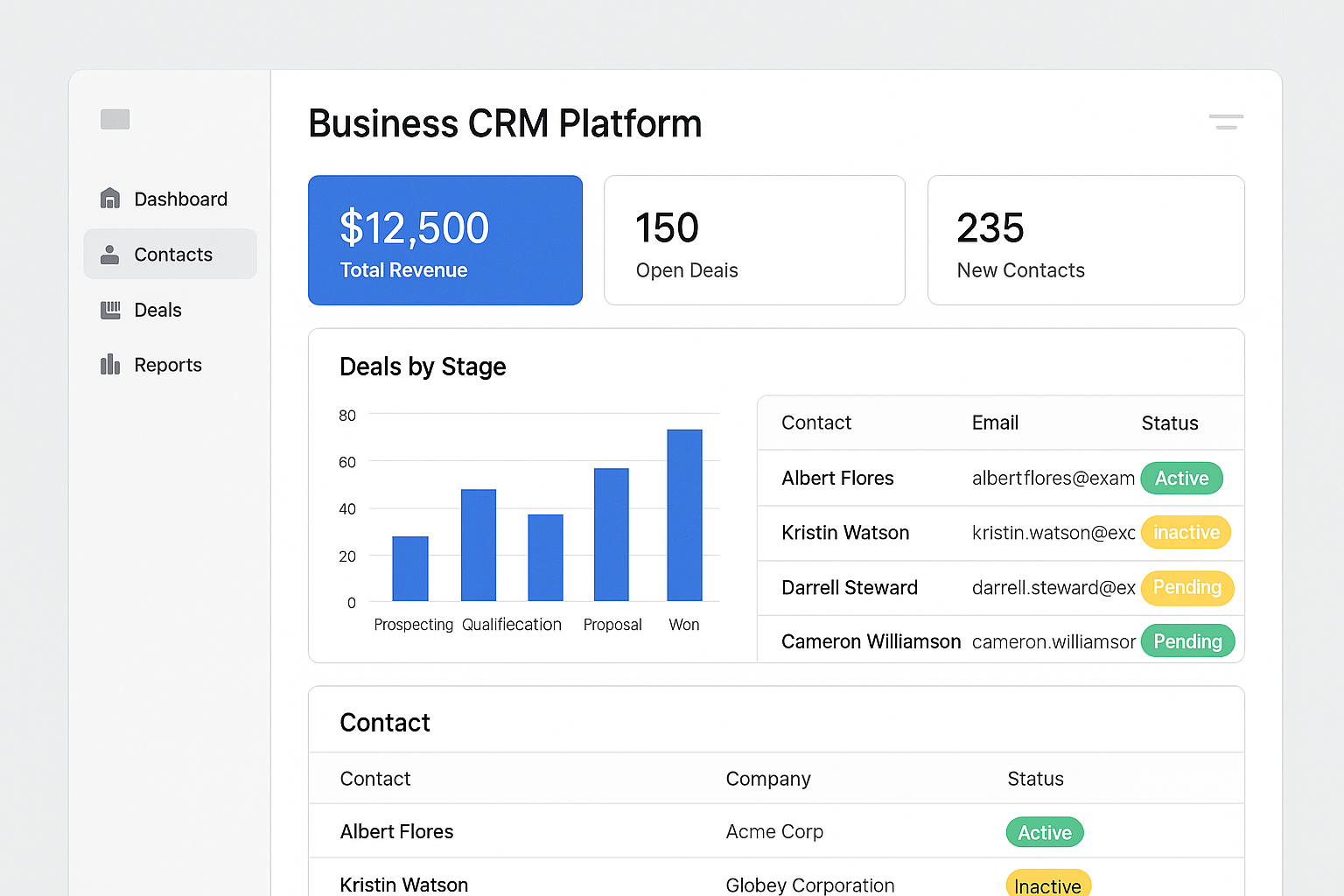 CRM Platform Application Screenshot