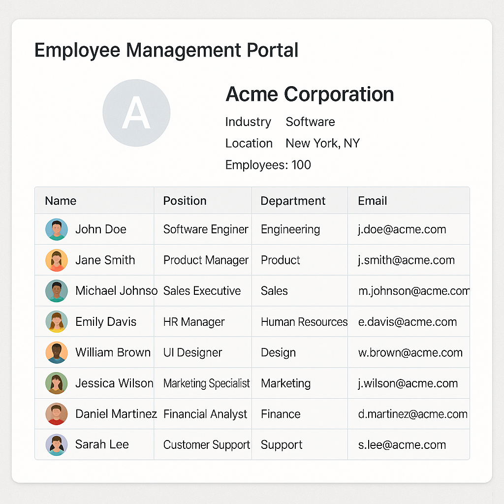 Employee Management Portal Screenshot